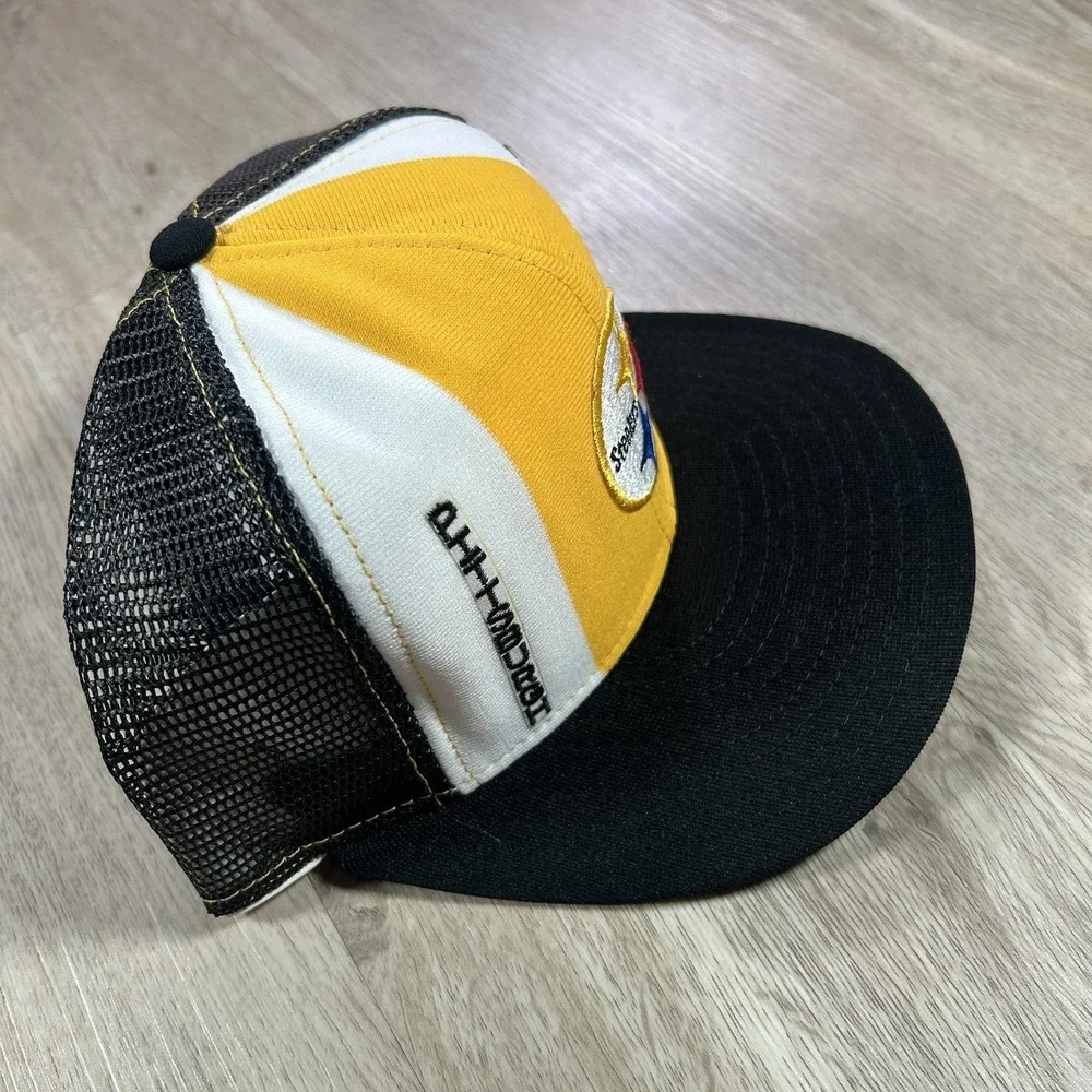 VTG 80s Pittsburgh Steelers Hat Snapback NFL Yellow‎ White Black Trucker Cap USA